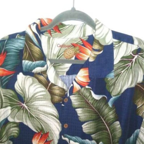 Mens Hawaiian Shirt BIRD OF PARADISE Silk blend XL Caribbean Camp shirt multicol - Picture 2 of 7